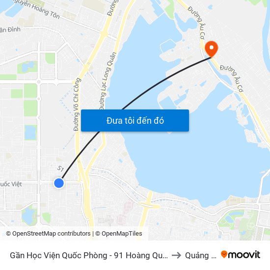 Gần Học Viện Quốc Phòng - 91 Hoàng Quốc Việt to Quảng An map