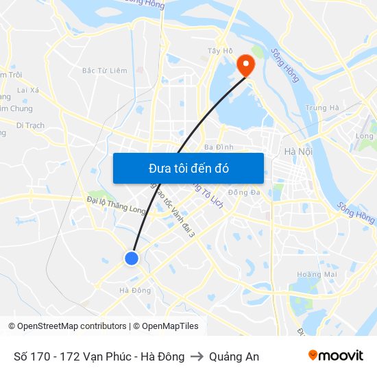 Số 170 - 172 Vạn Phúc - Hà Đông to Quảng An map