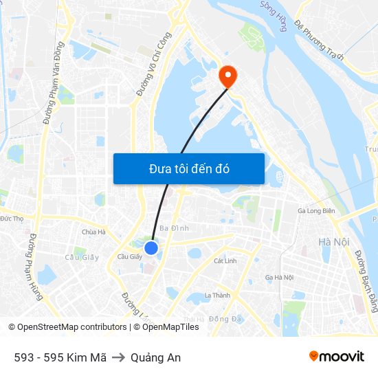 593 - 595 Kim Mã to Quảng An map