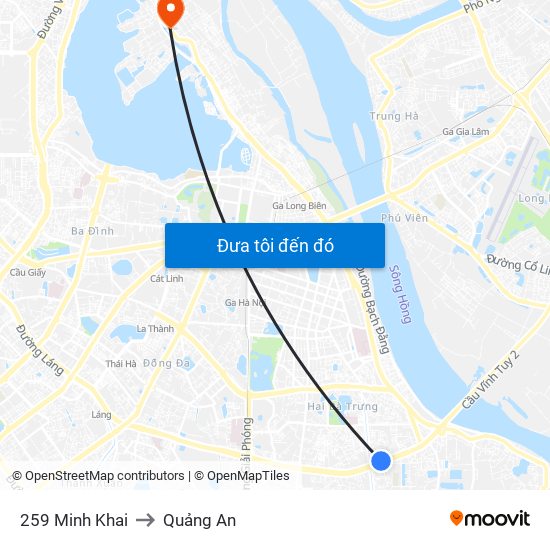 259 Minh Khai to Quảng An map