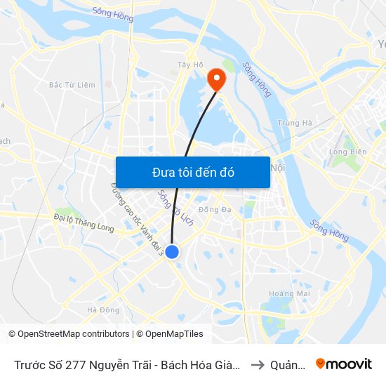 Trước Số 277 Nguyễn Trãi - Bách Hóa Giày Thượng Đình to Quảng An map