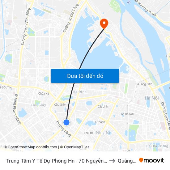 Trung Tâm Y Tế Dự Phòng Hn - 70 Nguyễn Chí Thanh to Quảng An map