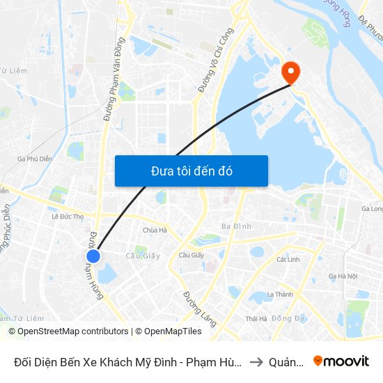 Đối Diện Bến Xe Khách Mỹ Đình - Phạm Hùng (Cột Trước) to Quảng An map