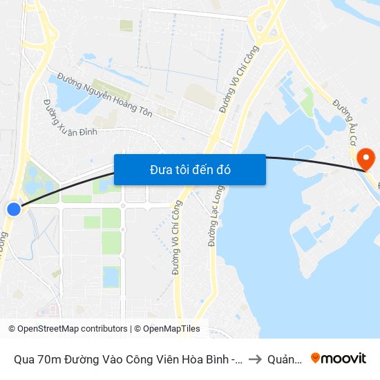 Qua 70m Đường Vào Công Viên Hòa Bình - Phạm Văn Đồng to Quảng An map