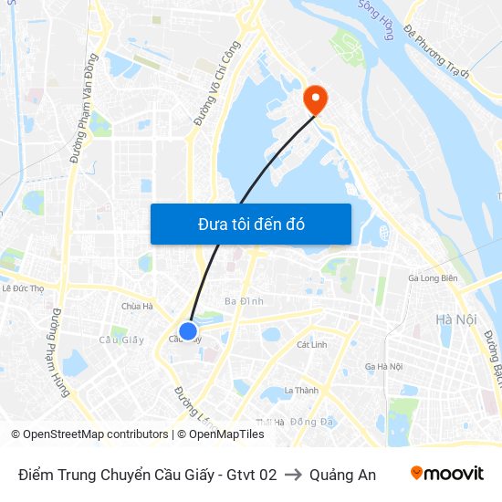 Điểm Trung Chuyển Cầu Giấy - Gtvt 02 to Quảng An map