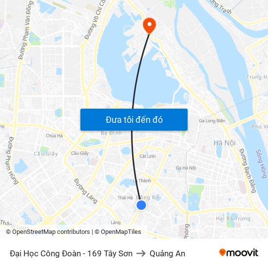 Đại Học Công Đoàn - 169 Tây Sơn to Quảng An map