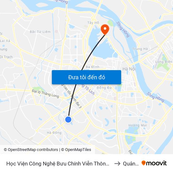 Học Viện Công Nghệ Bưu Chính Viễn Thông - Trần Phú (Hà Đông) to Quảng An map