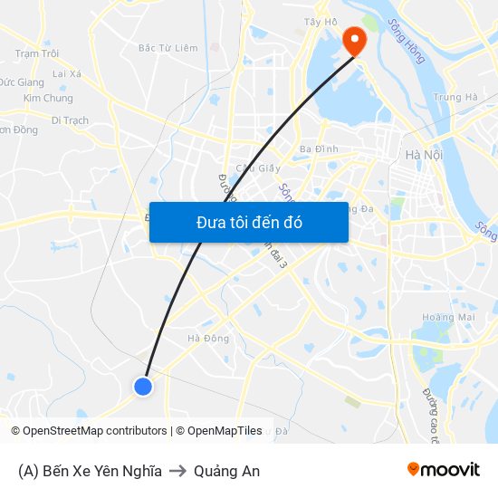 (A) Bến Xe Yên Nghĩa to Quảng An map