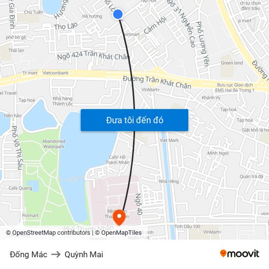 Đống Mác to Quỳnh Mai map