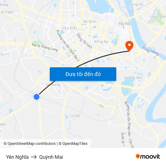 Yên Nghĩa to Quỳnh Mai map