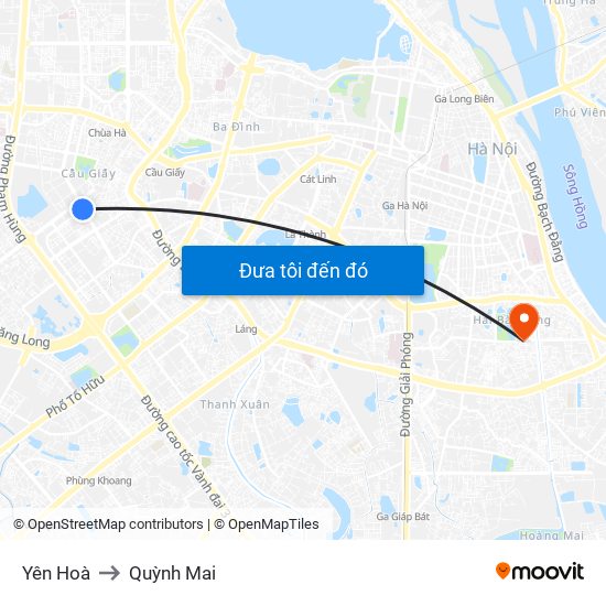 Yên Hoà to Quỳnh Mai map