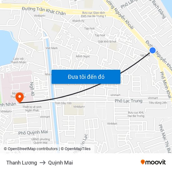 Thanh Lương to Quỳnh Mai map