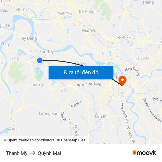 Thanh Mỹ to Quỳnh Mai map