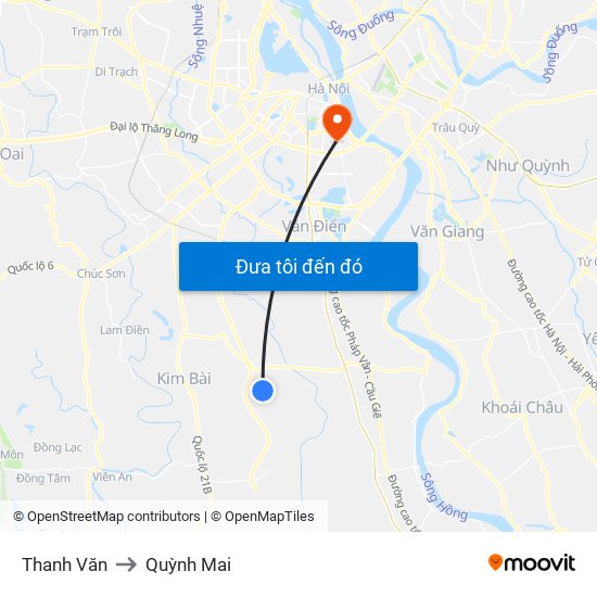 Thanh Văn to Quỳnh Mai map