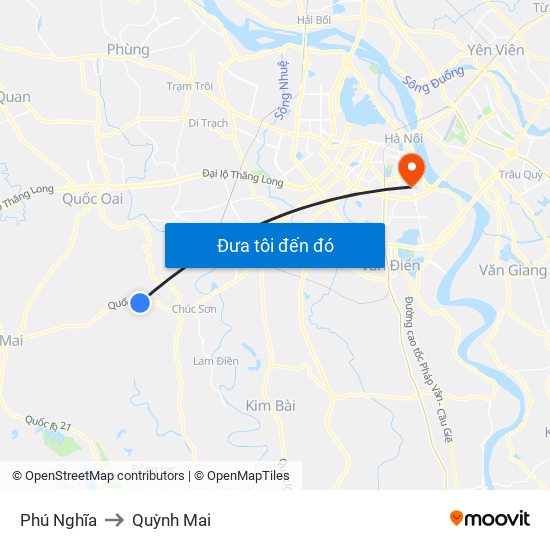Phú Nghĩa to Quỳnh Mai map
