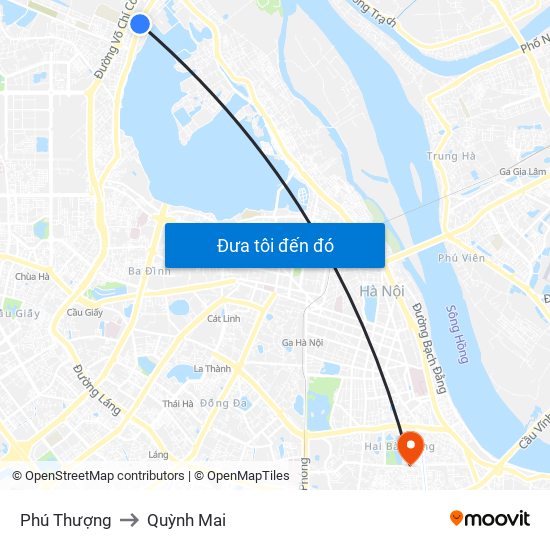 Phú Thượng to Quỳnh Mai map