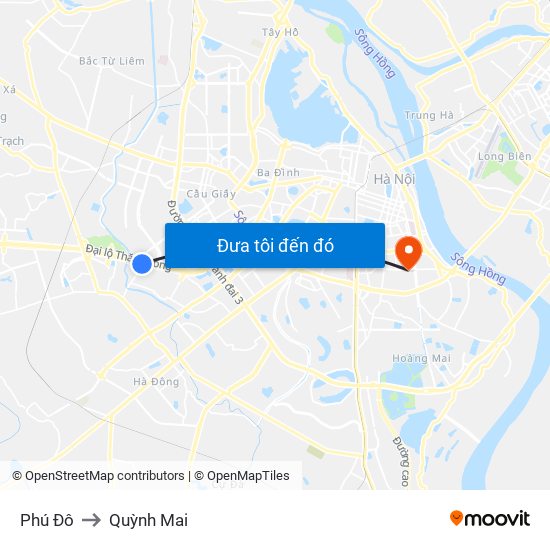 Phú Đô to Quỳnh Mai map