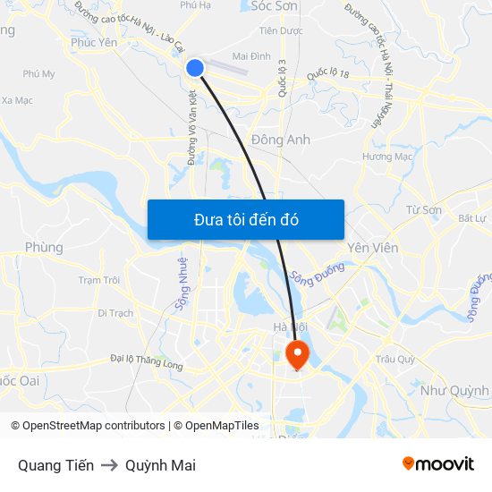 Quang Tiến to Quỳnh Mai map