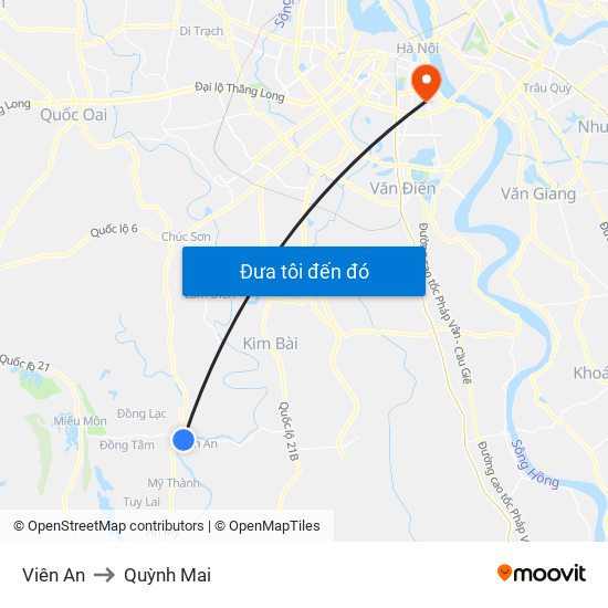 Viên An to Quỳnh Mai map