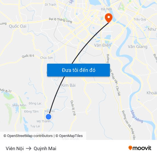 Viên Nội to Quỳnh Mai map