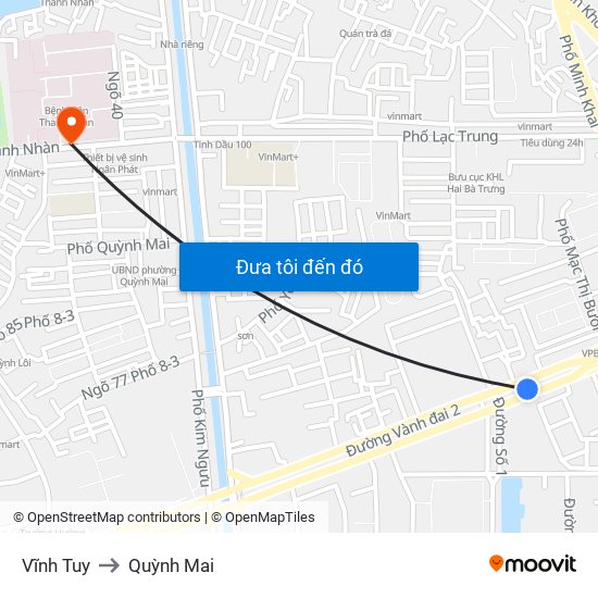 Vĩnh Tuy to Quỳnh Mai map