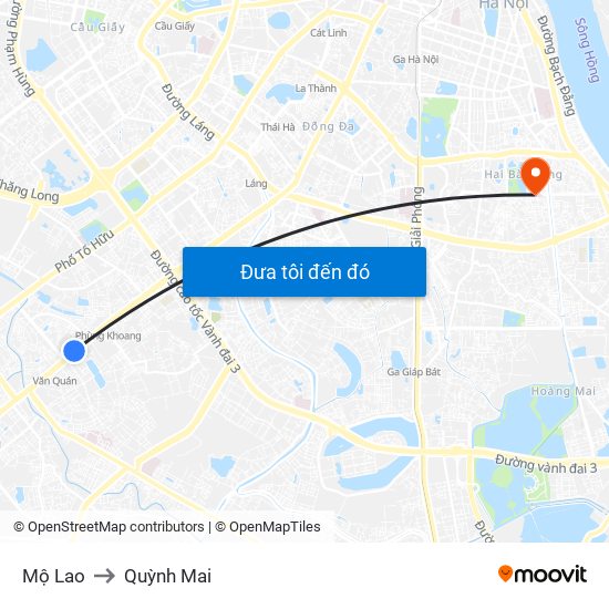 Mộ Lao to Quỳnh Mai map