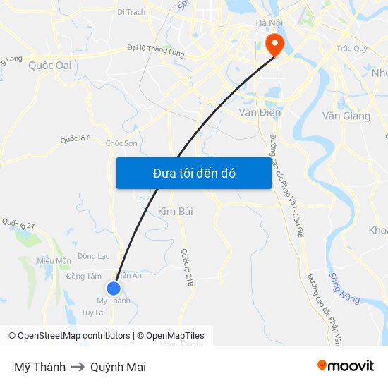 Mỹ Thành to Quỳnh Mai map