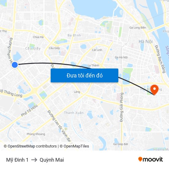 Mỹ Đình 1 to Quỳnh Mai map