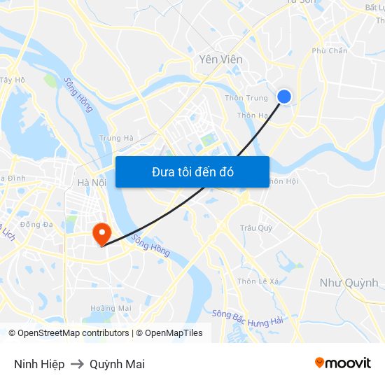 Ninh Hiệp to Quỳnh Mai map