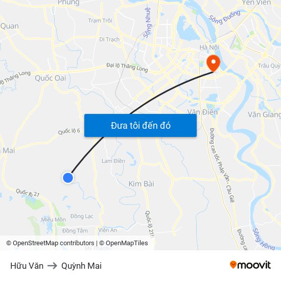 Hữu Văn to Quỳnh Mai map