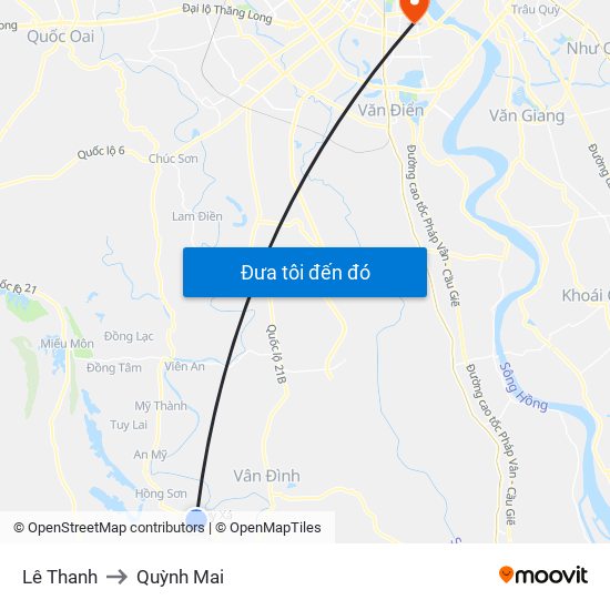 Lê Thanh to Quỳnh Mai map