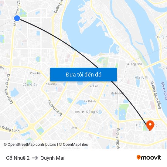Cổ Nhuế 2 to Quỳnh Mai map
