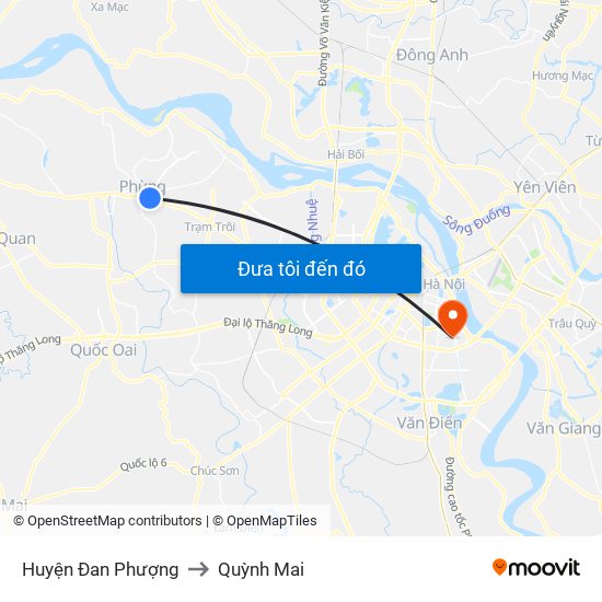 Huyện Đan Phượng to Quỳnh Mai map