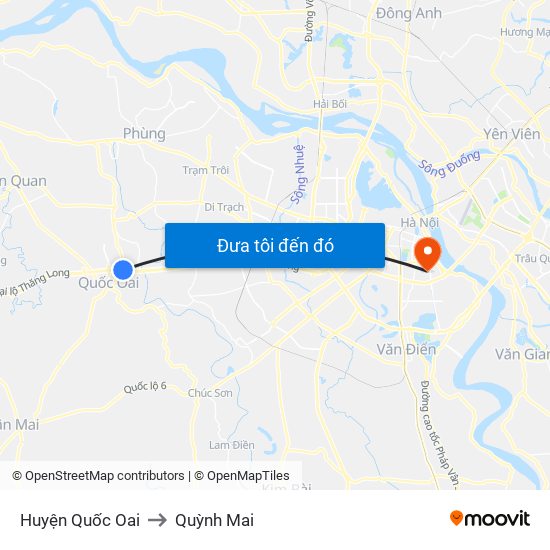 Huyện Quốc Oai to Quỳnh Mai map