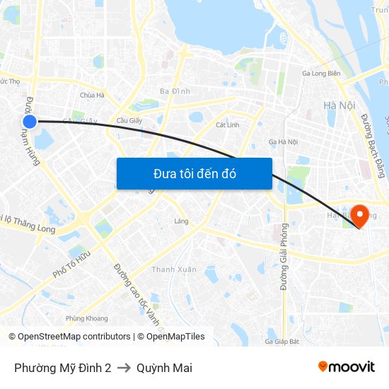 Phường Mỹ Đình 2 to Quỳnh Mai map