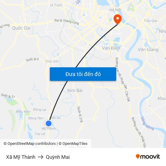 Xã Mỹ Thành to Quỳnh Mai map