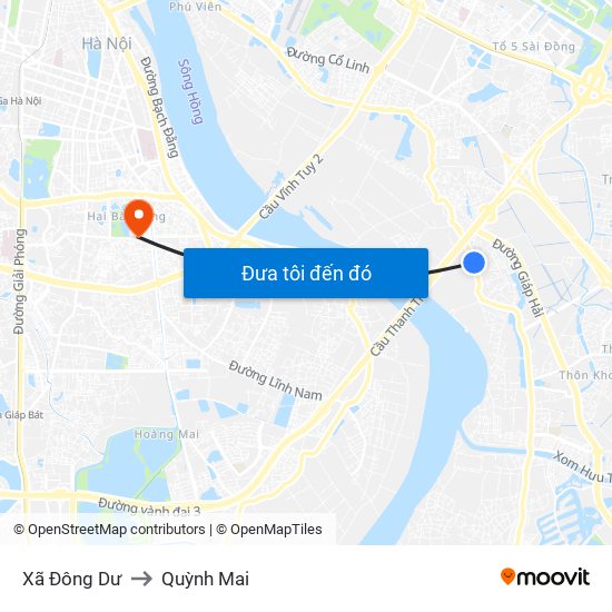 Xã Đông Dư to Quỳnh Mai map