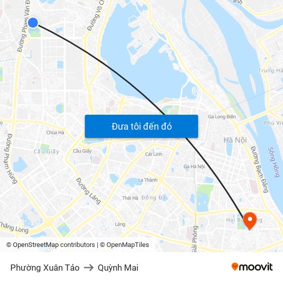 Phường Xuân Tảo to Quỳnh Mai map