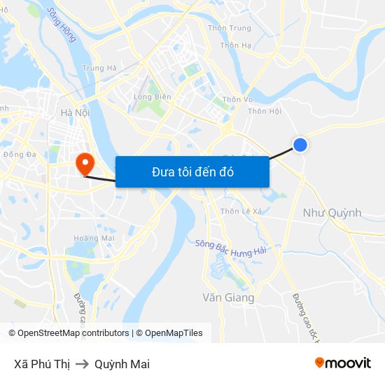 Xã Phú Thị to Quỳnh Mai map