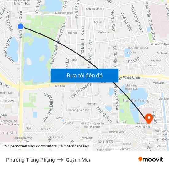 Phường Trung Phụng to Quỳnh Mai map