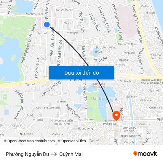 Phường Nguyễn Du to Quỳnh Mai map