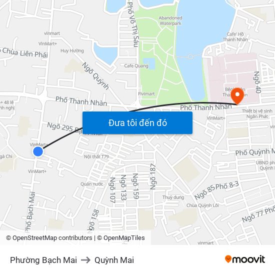 Phường Bạch Mai to Quỳnh Mai map