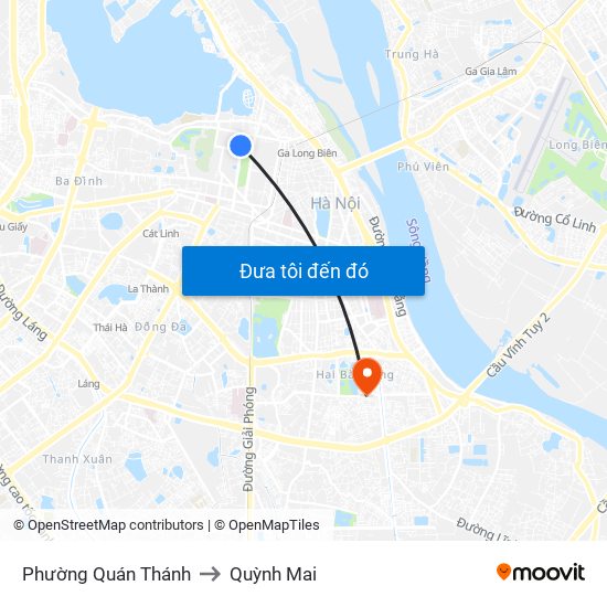 Phường Quán Thánh to Quỳnh Mai map