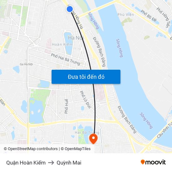 Quận Hoàn Kiếm to Quỳnh Mai map