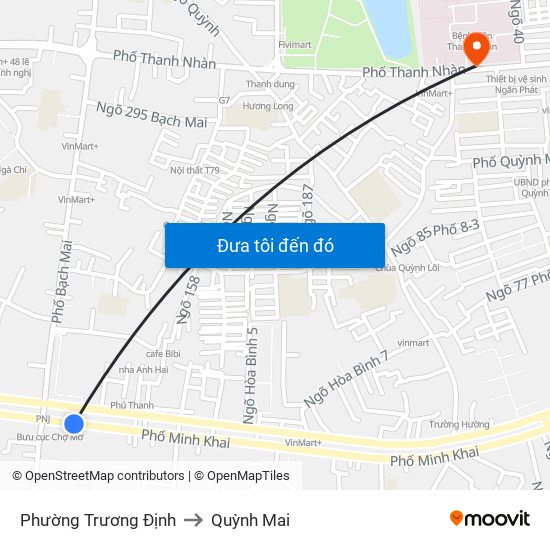 Phường Trương Định to Quỳnh Mai map