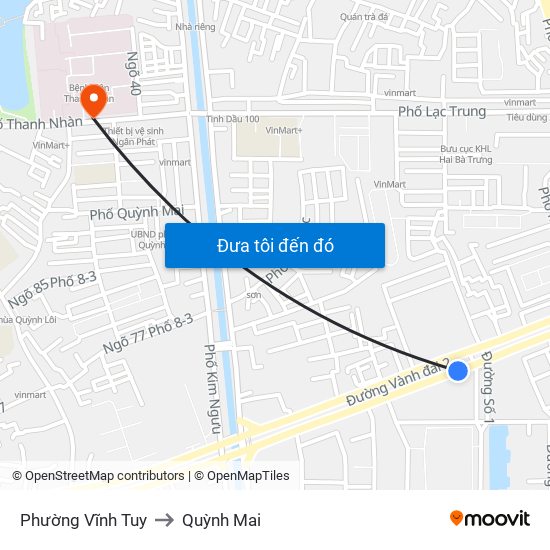 Phường Vĩnh Tuy to Quỳnh Mai map