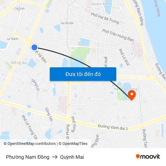 Phường Nam Đồng to Quỳnh Mai map