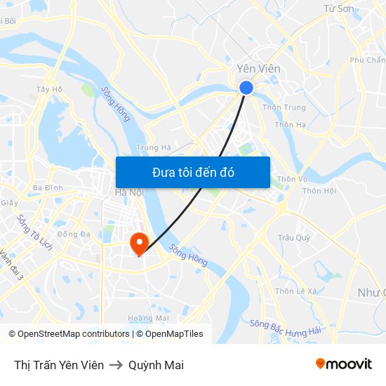 Thị Trấn Yên Viên to Quỳnh Mai map