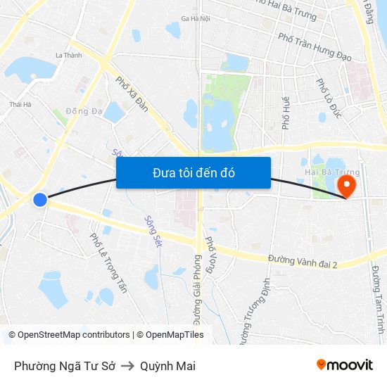 Phường Ngã Tư Sở to Quỳnh Mai map