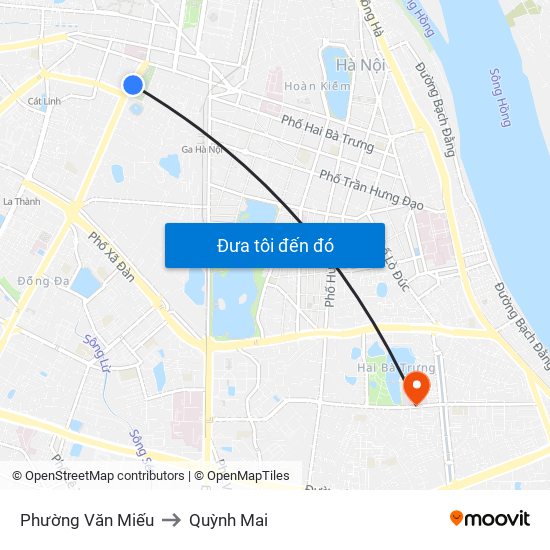 Phường Văn Miếu to Quỳnh Mai map